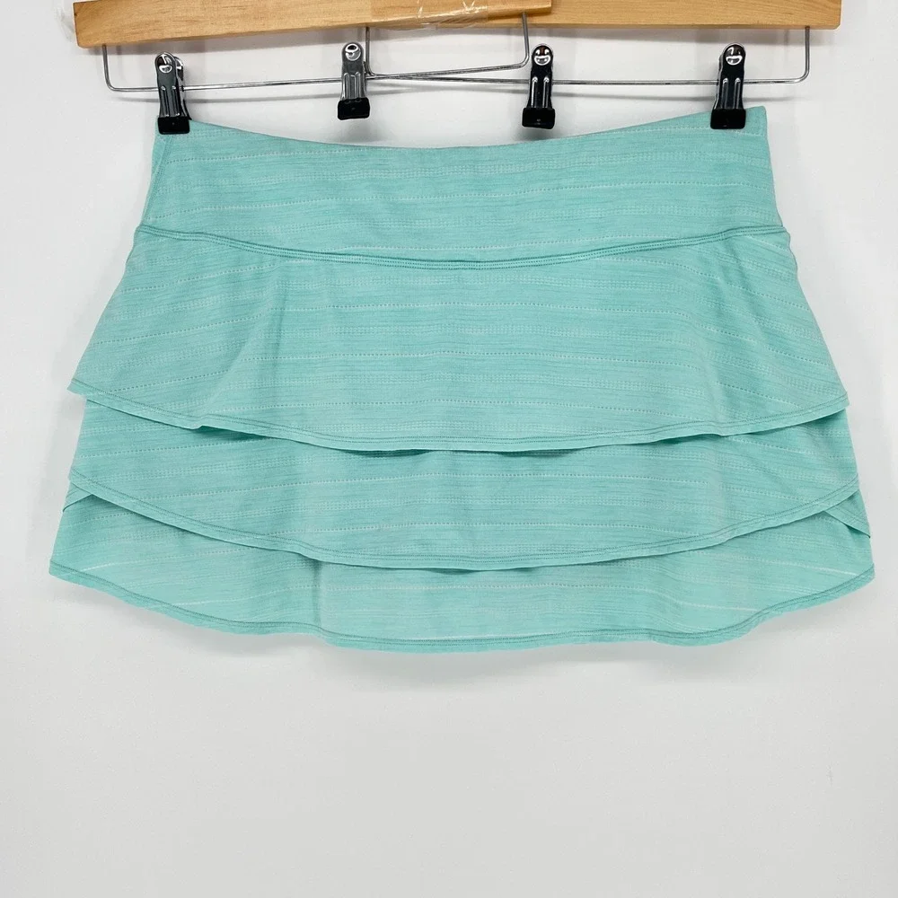 Athleta Womens XL Aqua Tiered Ruffle Tennis Golf Skort Striped Athletic - Picture 2 of 13
